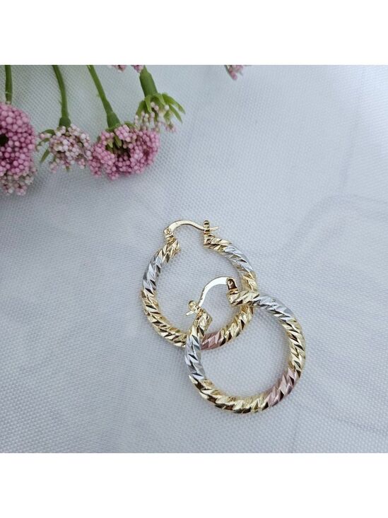 Jewelry - 18 k Gold Plated Tri Color Hoop Earrings